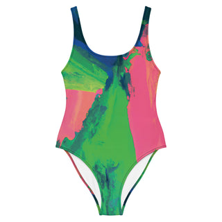 Women's One-Piece Swimwear with Tropical Flair