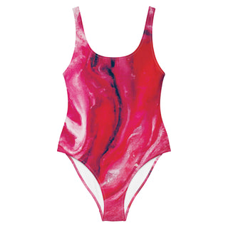 Poppy Red Abstract Print One-Piece Swimsuit for Women