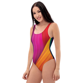 Women's Rainbow Stripe One-Piece Swimsuit