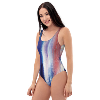 Women's One-Piece Swimwear Red Blue & White