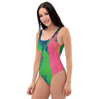 Women's One-Piece Swimwear with Tropical Flair