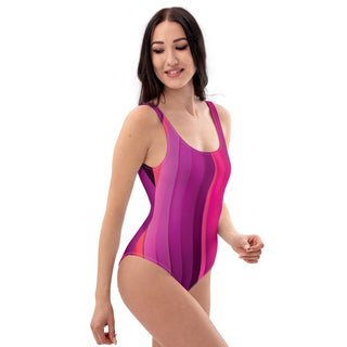 Women's Multi-Colorful Striped One-Piece Swimwear