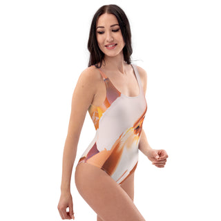 Women's One-Piece Swimwear with Bold Typography