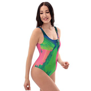 Women's One-Piece Swimwear with Tropical Flair